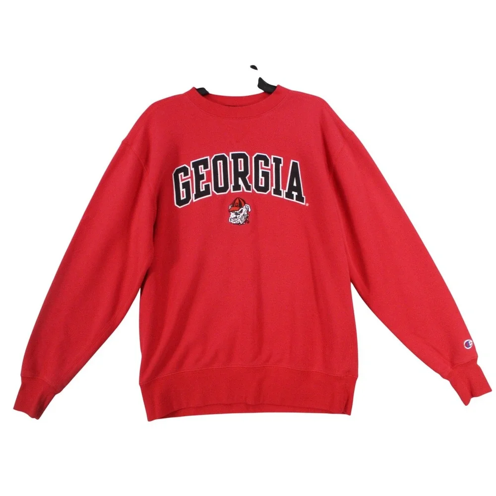 Champion Georgia Bulldogs Sweatshirt Womens Medium Red Crewneck Pullover NCAA - Picture 1 of 11